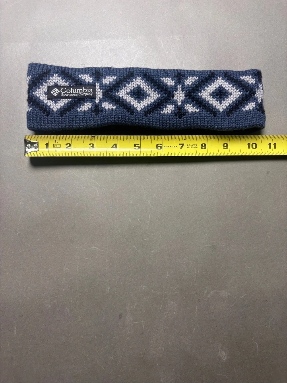 Columbia Blue and White Geometric Knit Headband Head Warmer Ear Cover